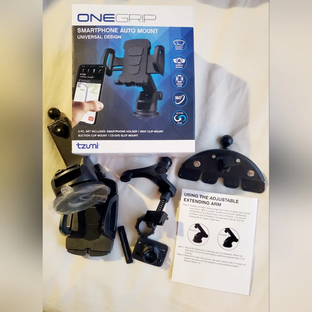Tzumi ONEGRIP Universal Smartphone Auto Mount - Black